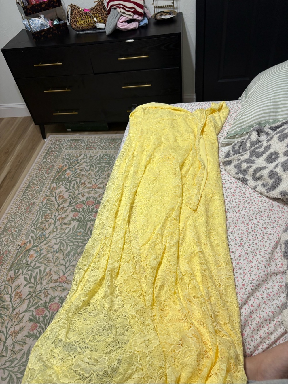 Amazon Yellow Lace High-Low Women’s Dress